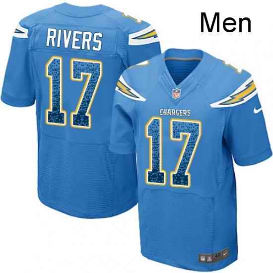 Men Nike Los Angeles Chargers 17 Philip Rivers Elite Electric Blue Alternate Drift Fashion NFL Jersey